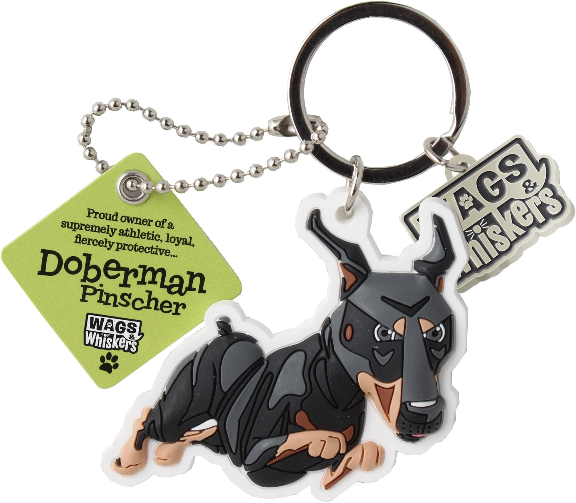 Wags and Whiskers Doberman Pinscher Key Chain with Keyring/Key Holder (886767110554)