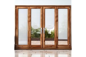 Threehoney 2 Pcs 23 x 110 inches Temporary Blinds No Tools Cut to Size Fabric Paper Shades Adhesive Privacy Blinds for French Door Sliding Door Window Light Filtering Pleated Shades (White)