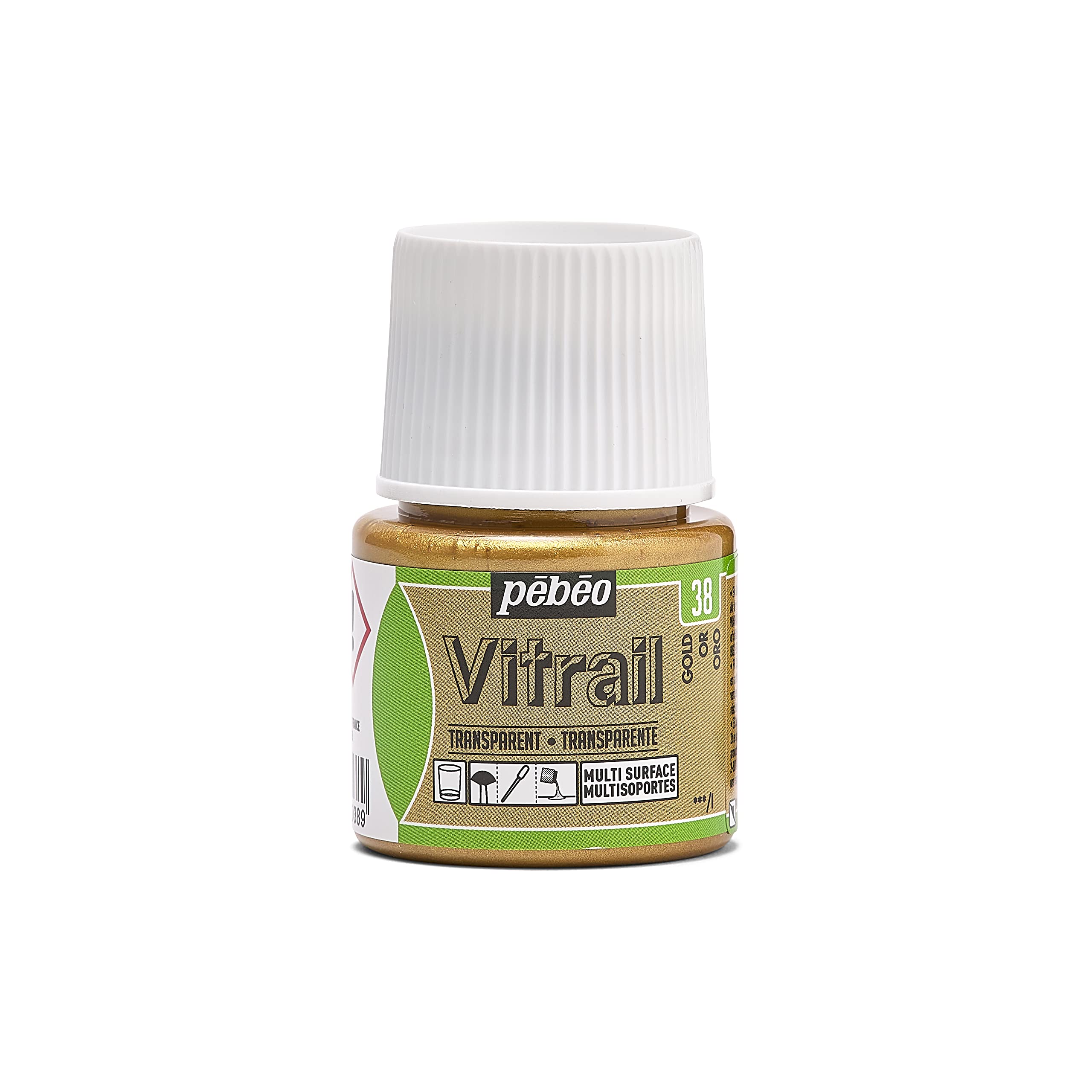 Pebeo Vitrail Stained Glass Effect Glass Paint 45-Milliliter Bottle, Gold,Gold, 050-038