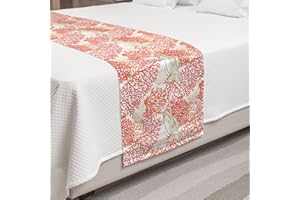 Ambesonne Underwater Bed Runner, Sea World Pattern with Tortoiseshell Swimming Amongst Coral Reef, Decorative Accent Bedding Scarf for Hotels Homes and Guestrooms, King, Coral Orange