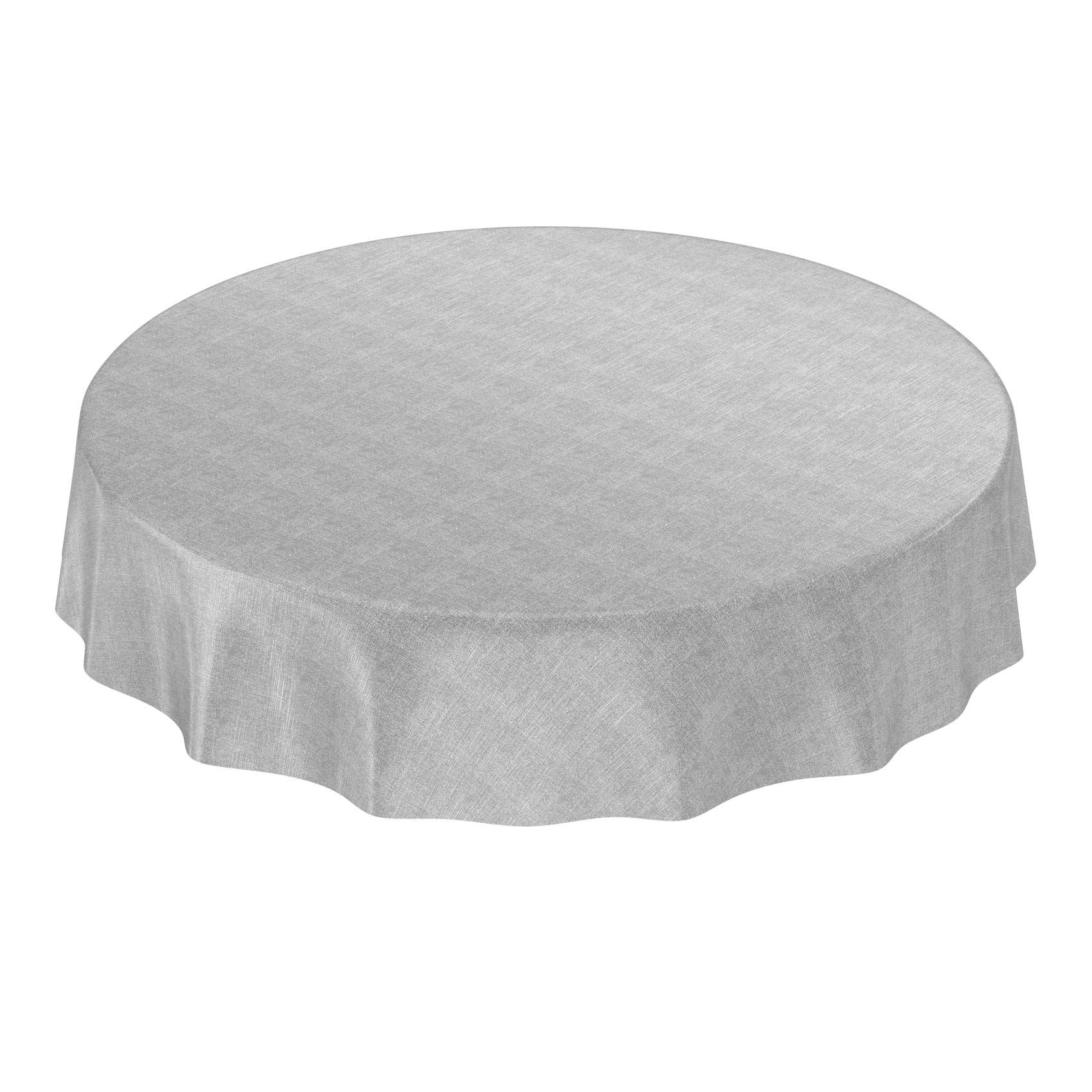 Anro, oilcloth, wax tablecloth, linen look, Wax Cloth PVC, grey, Rund 140cm