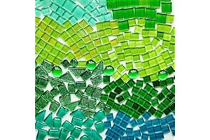 AONUOAO 1.1LB/500g Irregular Crystal Glass Mosaic Tiles with Mixed Green Series Colors for Crafts, Mosaic Making, Decoration and More