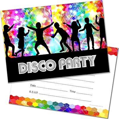 Olivia Samuel 20 Kids Disco Party Invitations A6 Postcard with Envelopes