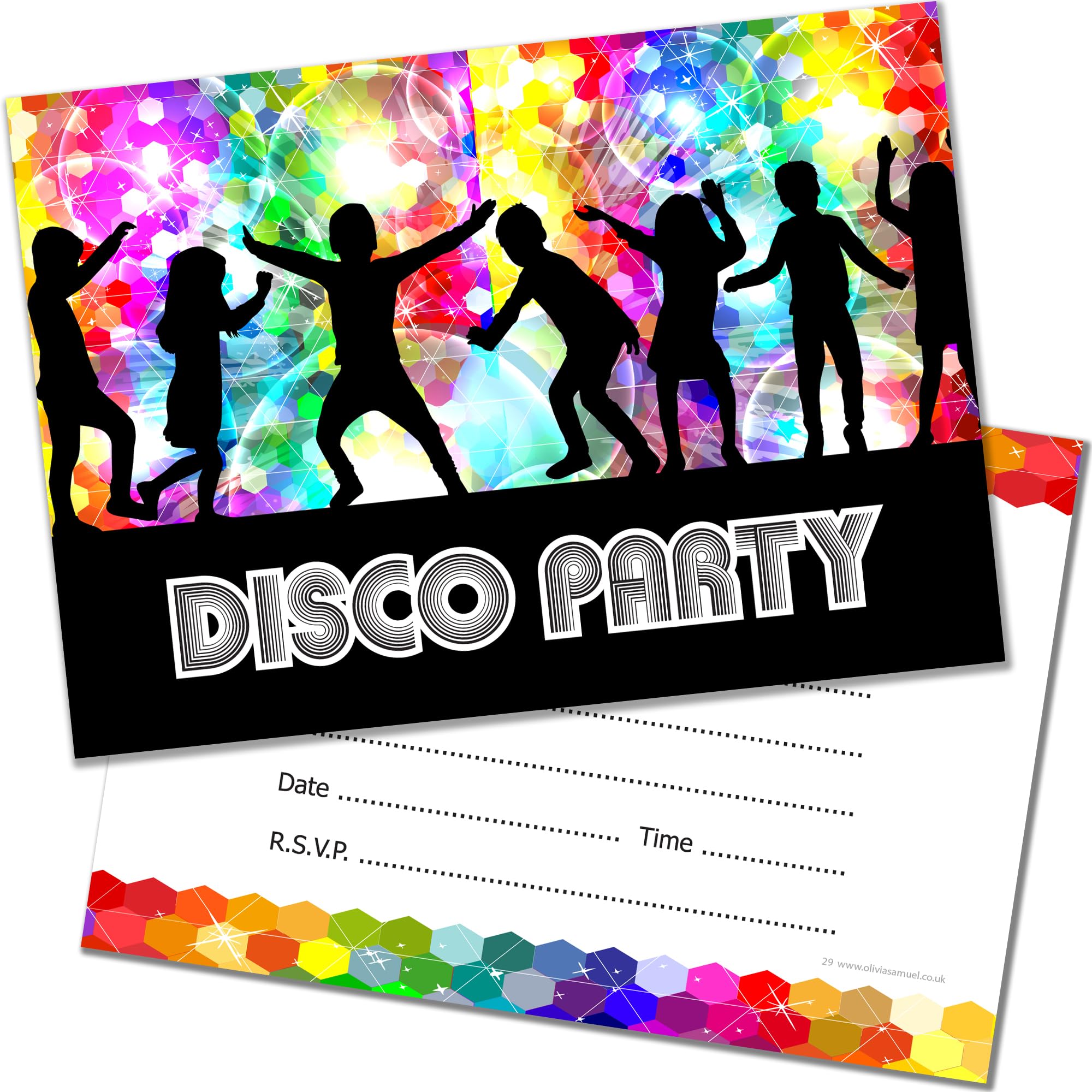 Olivia Samuel 20 x Kids Disco Party Invitations Ready to Write - A6 Postcard Size with envelopes