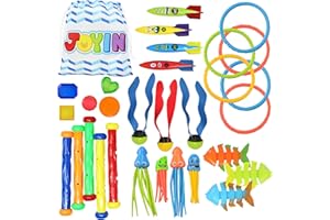 Sloosh 30 Pcs Diving Pool Toys for Kids Ages 3-12 Jumbo Set with Storage Bag Pool Games Summer Swim Water FishToys