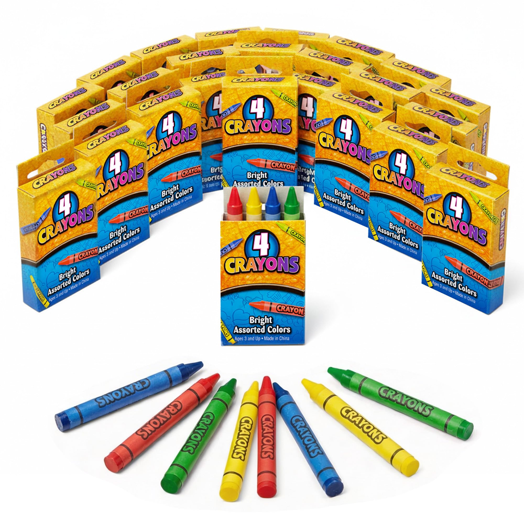 Bedwina Bulk Crayons - 576 Premium Colors - 144 4-Packs, Ideal for Kids, Toddlers, Parties, Restaurants, and Stocking Stuffers