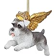 Design Toscano JH170719 Christmas Tree Ornaments - Honor The Pooch Miniature Schnauzer Holiday Angel Dog Ornaments,full color