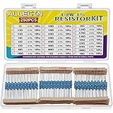 ALLECIN 25 Values 1/2W Resistor Kit from 1 Ohm to 1M Ohm 1/2 Watt 1% Metal Film Resistors Assortment
