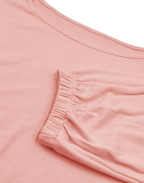 MINTHUNTER WOMEN’S LONG PUFF SLEEVE SCOOP NECK TOP CASUAL LANTERN SLEEVE LOOSE FIT BLOUSE T SHIRTS PINK