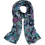 Accessories First Vintage Floral Scarf- Fashionable Womens Polyester Oversized Scarf Wrap