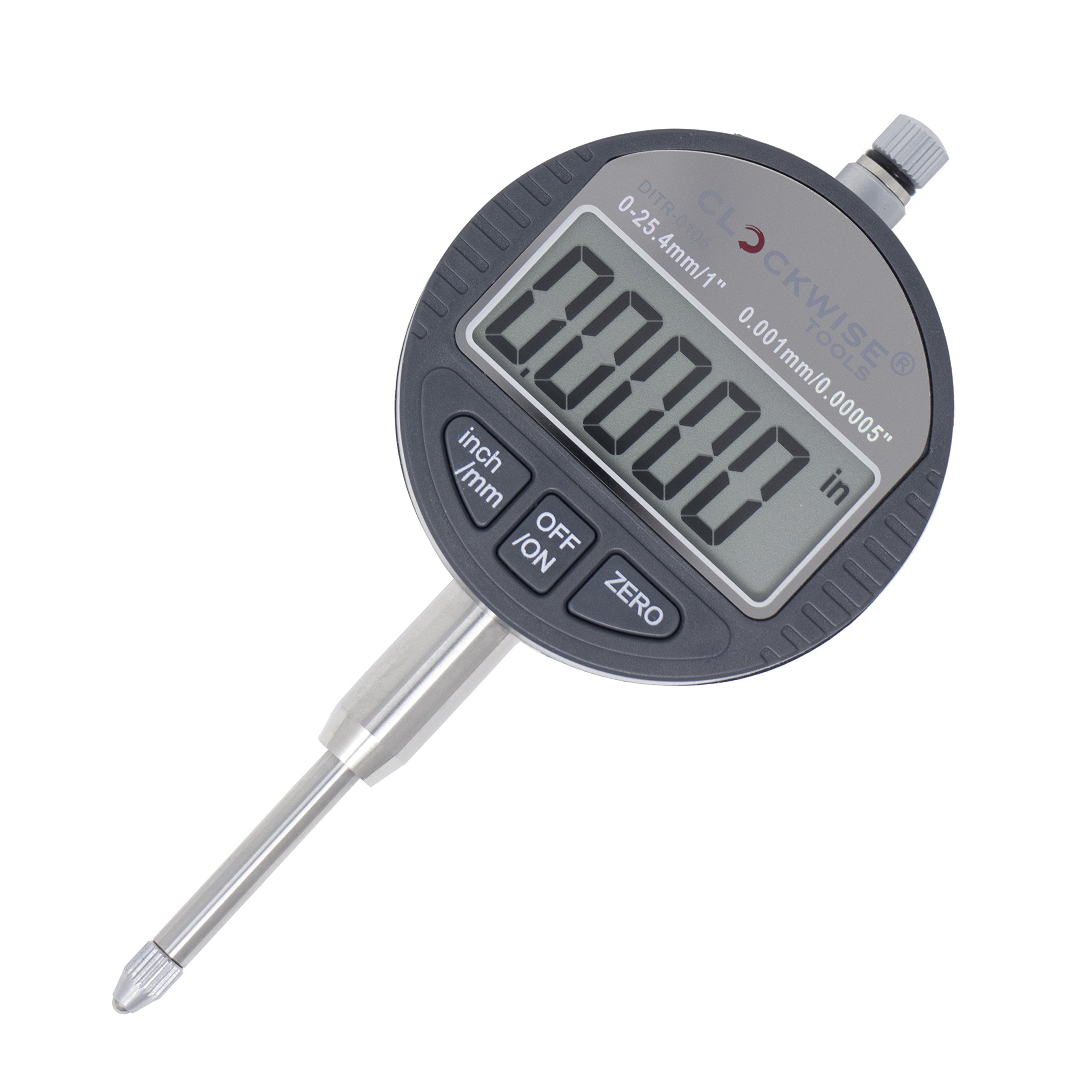 Photo 1 of Clockwise Tools Digital Indicator, DITR-0105 0-1 Inch/25.4mm, 0.00005 Inch/0.001mm Resolution, Inch/Metric Conversion, Auto Off