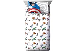 Jay Franco Marvel Avengers Comic Cool Twin Sheet Set - 3 Piece Set Super Soft and Cozy Kid’s Bedding Features Captain America, Spiderman, & Iron Man - Fade Resistant Microfiber Sheets