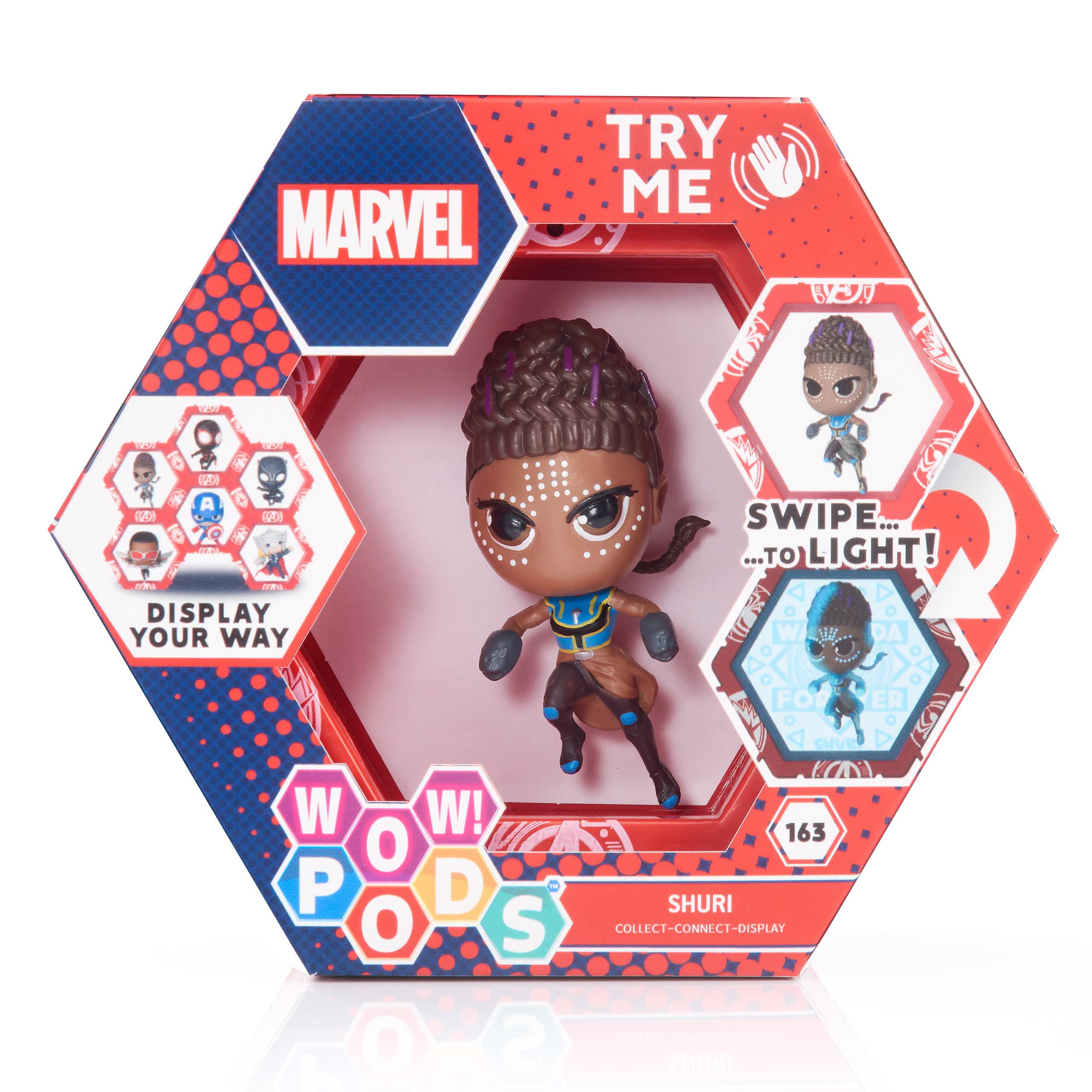 WOW! PODS Avengers Collection - Black Panther Shuri | Superhero Light-Up Bobble-Head Figure | Official Marvel Collectable Toys & Gifts,Black Panther Collection - Shuri