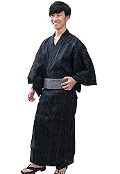 Edoten Men's Kimono Japan Shijira Weaving Yukata