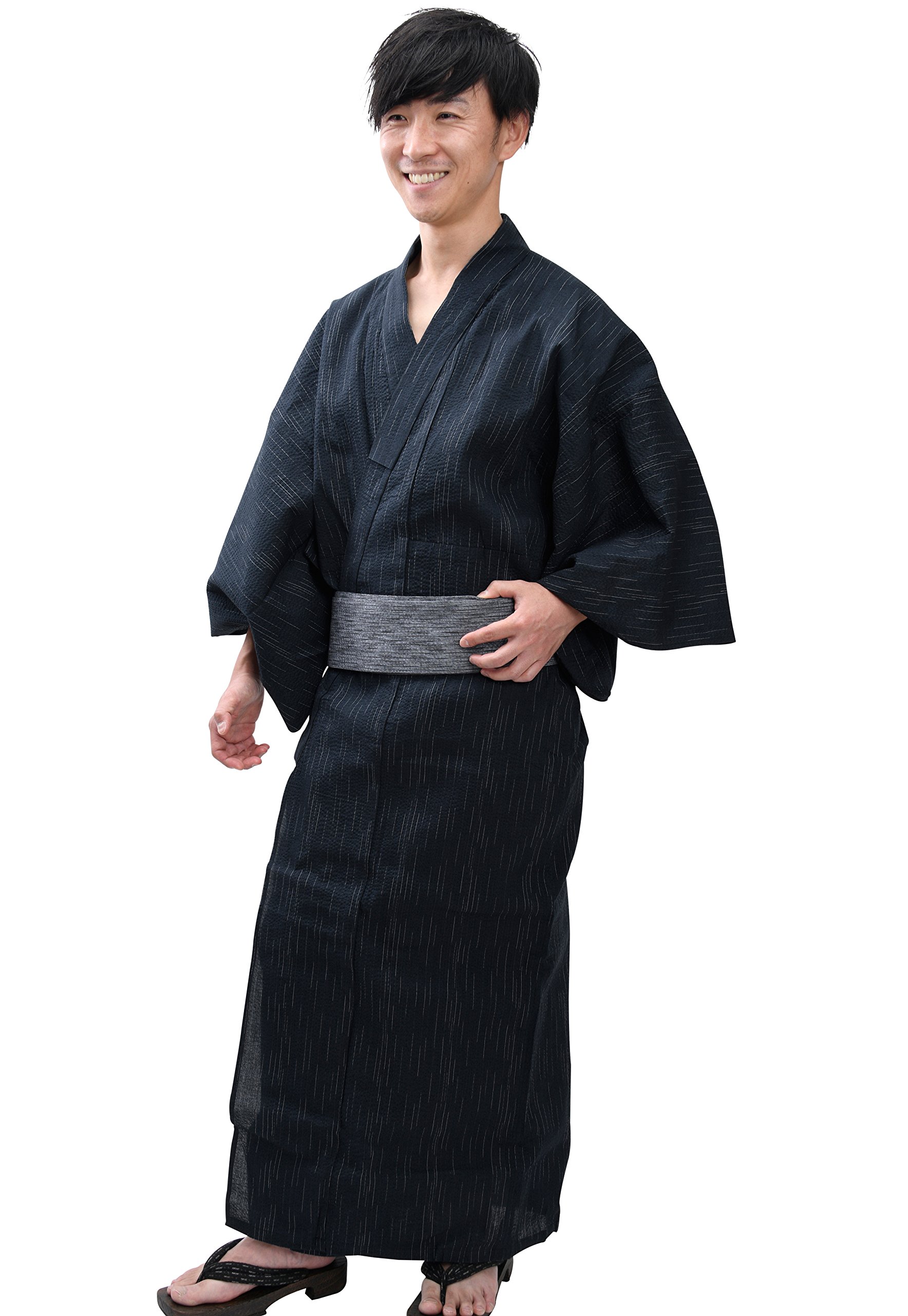 Edoten Men's Kimono Japan Shijira Weaving Yukata