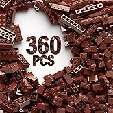 360 Piece White Classic Building Blocks Bulk, 7 Sizes Building Bricks Assortment Pack, Compatible with Lego Parts and Pieces (Brown)
