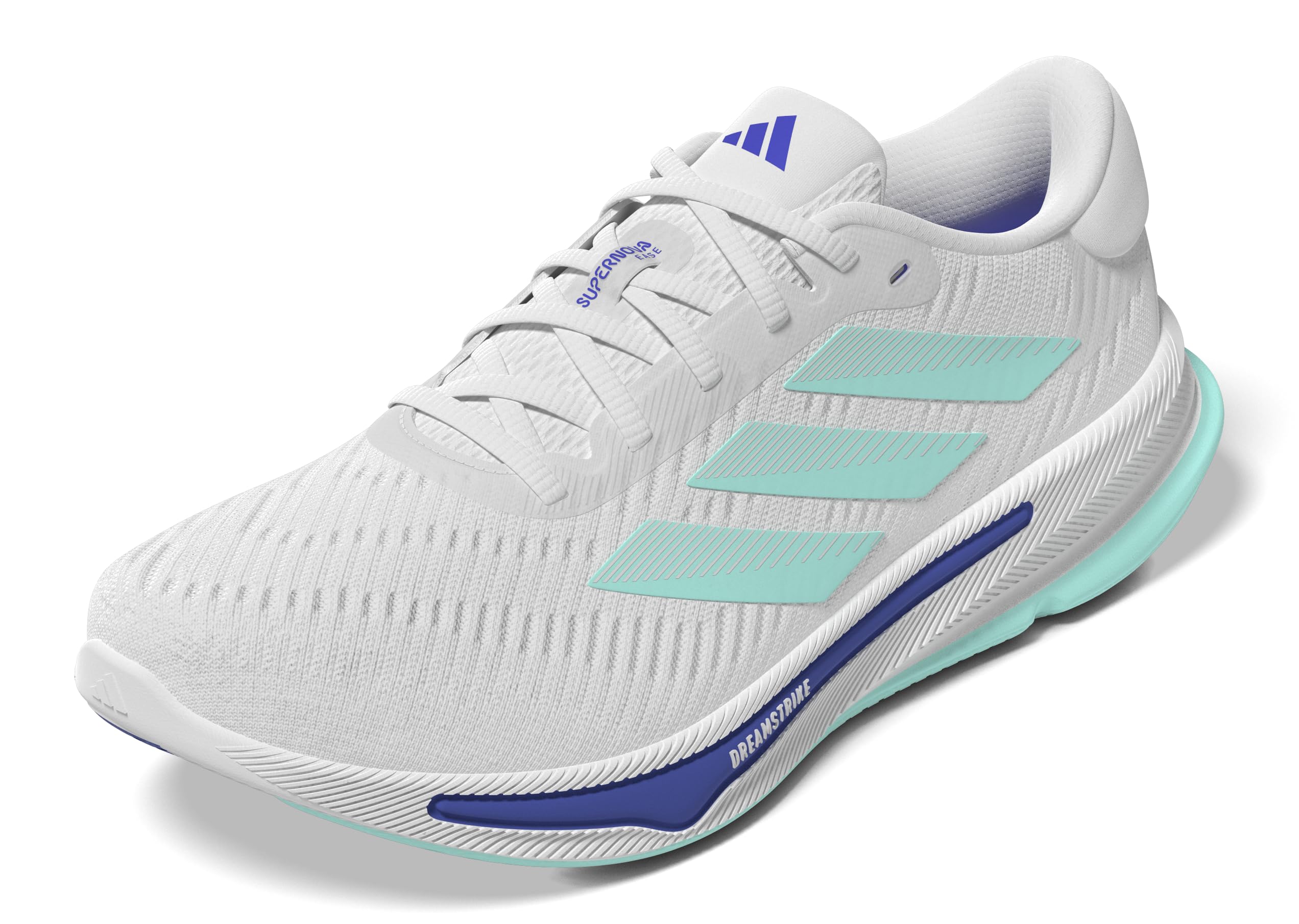 adidas Men’s Supernova Ease Running Sneaker, White/Flash Aqua/Lucid Blue, 6.5
