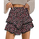 TARSE Womens Flowy Shorts High Waist Pleated Mini Skirts Casual Boho Ruffle Tiered Skorts Cute Versatile Fashion Shorts