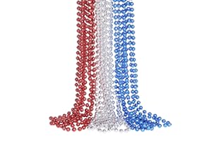 YAXINRUI 15 PCS 4th of July Necklace Patriotic Beads Necklaces, 4th of july Accessories 33 Inch Independence Day Necklaces 4th of July Beads for Patriotic Parade Party