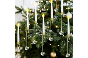 JOIONE Flameless Christmas Tree Candles with Remote, 12 Pack Battery Operated LED Candles for Christmas Tree Flickering Flame for Xmas Indoor Decor - Clear Crystal Ball