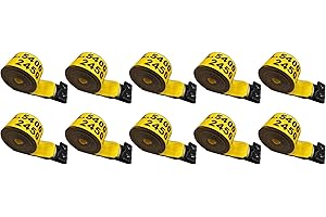 MEGA CARGO CONTROL 4" x 30' Heavy Duty Winch Straps w/Flat Hook - Pack of 10, Yellow Tie Downs for Flat Bed, Truck, Farm, Utility Trailers (5400 LBS WLL)