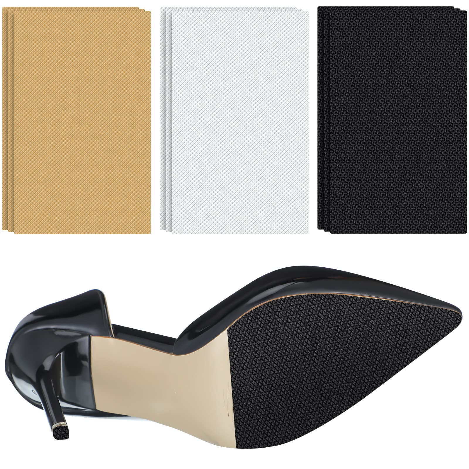 Photo 1 of Timtin 9 Pcs Shoe Sole Protectors Self Adhesive Nonslip Pads Anti Slip Shoe Grip Sticker for High Heels, Rubber Silicone Resistant High Heels (5.1 x 3.15 x 0.04 Inch)