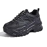 Niluber Chunky Sneakers for Women White Black Red