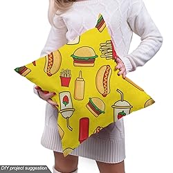 Ambesonne Food Fabric by The Yard, Funny Cartoonish