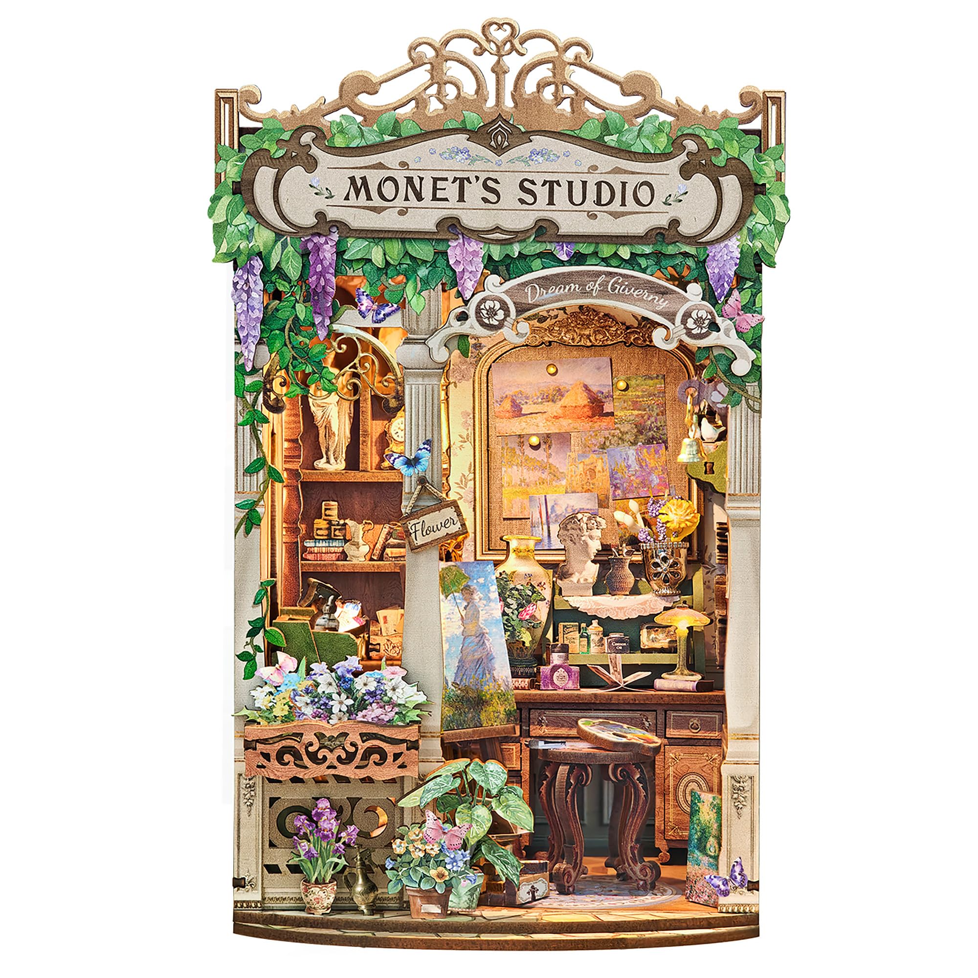 Book Nook for Adults, Booknook DIY Miniature House Kit, 3D Wooden Puzzles Bood Gifts for Book Lovers Women Friends - Monet's Studio