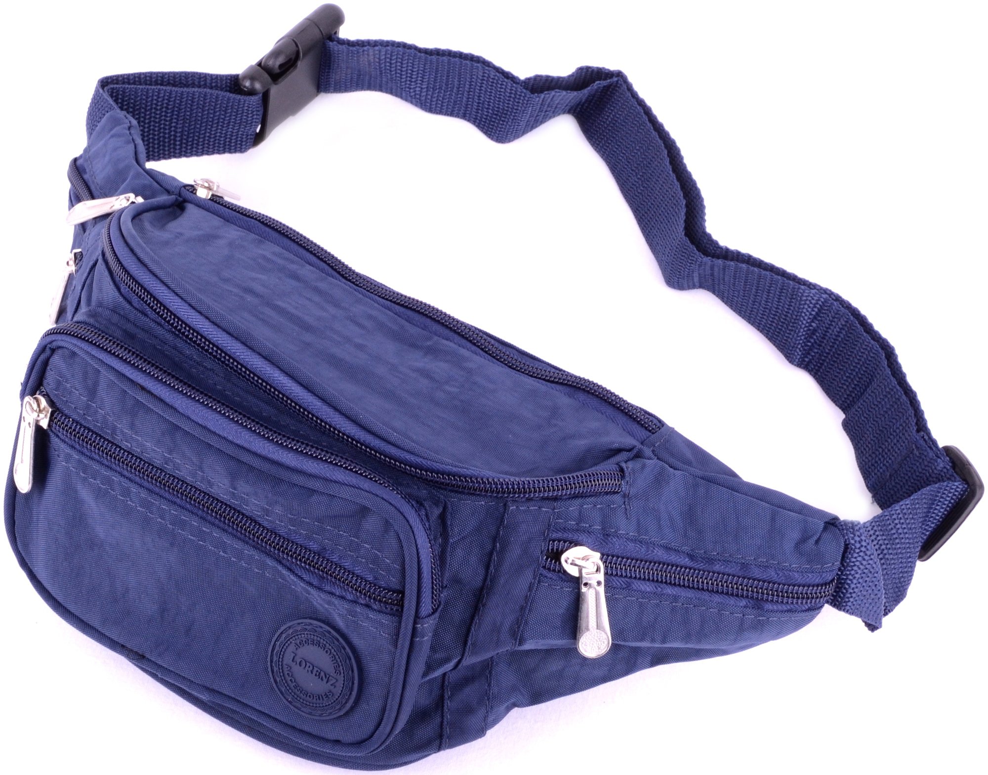 Mens/Ladies/Womens Crinkled Nylon Bum Bag/Waist Bag/Money Holder - Navy