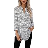 Women's 2025 Fashion Tops Long Sleeve V Neck Business Casual Blouses Tees Shirts Trendy Clothes Bohemian Outfits