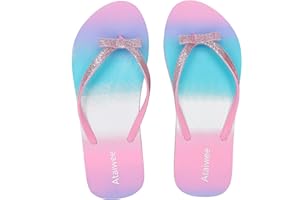 Ataiwee Girls Flip Flop Sandals - Kids Printed Slide Shoes for Little/Big Kid.