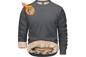 TACVASEN Men's Sweatshirts Crewneck Fleece Lined Winter Active Warm Outdoor Tops Sherpa Long Sleeve Pullover Solid Underwear