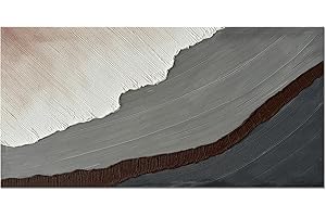 Slyart Handmade Modern Abstract Painting 3D Heavy Texture Canvas Wall Art 48x24 Inches Minimalism Sea Wave Quartz Sand Oil Paintings on Canvas for Living Room Bedroom Wall Decor