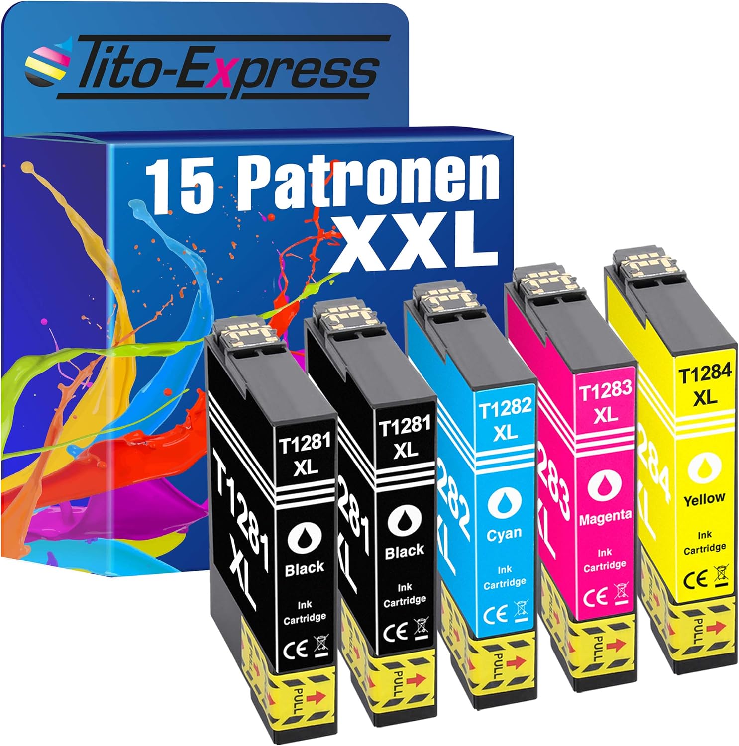 15 Xl Ink Cartridges With Chip Compatible With Epson Te1281 Te1284 Epson Stylus S 22 Sx 125 Sx 130 Sx 230 Amazon Co Uk Office Products