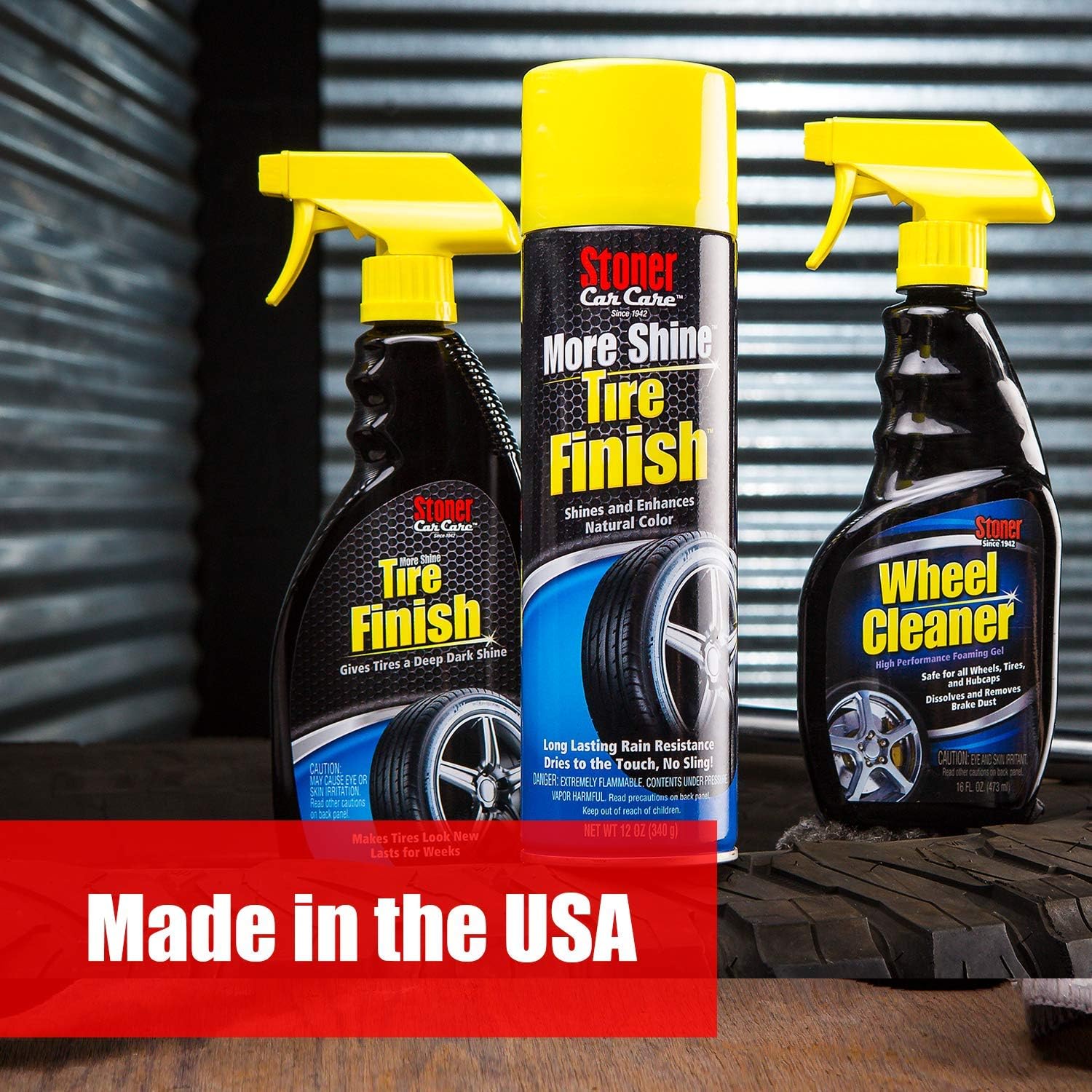 Stoner Car Care 91044 12-Ounce More Shine Original Tire Dressing Spray for Tire and Wheel Care and Long Lasting Tire Shine Rain Resistant Make Faded Tires Look New, Pack of 1: Automotive