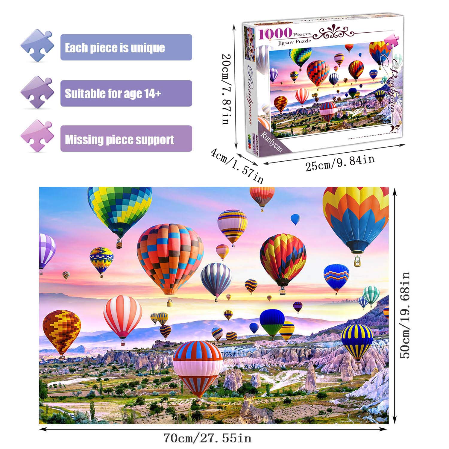 Puzzles for Adults 1000 Piece Puzzles for Adults –Hot Air Balloons Landscape Style Jigsaw Puzzle Game Toys Gift