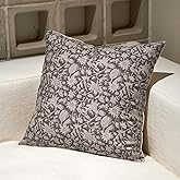 Amor Virisso Floral Throw Pillow Covers 18x18 Couch Pillows for Living Room Decorative Accent Pillow Covers Block Print Farmhouse Neutral Pillow Covers Sofa Pillows 1PC, Light Taupe