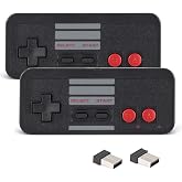 KIWITATA Wireless USB Controller for Retro PC Games, 2 Pack 2.4G Rechargeable Wireless N-e s Remote Gamepad Emulated Controller for Windows XP 7 8 11 &amp; MAC &amp; Retropie