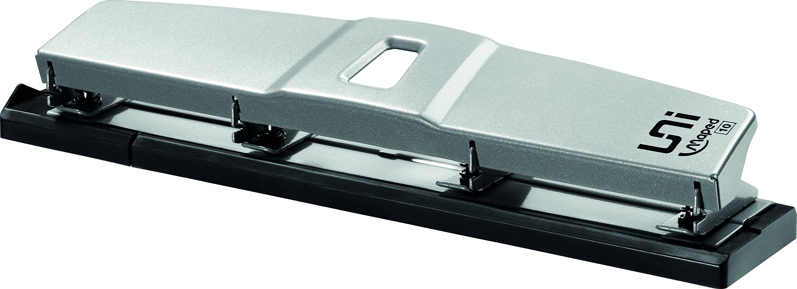 Maped - 4 Hole Punch - A4 Metal Hole Punch for 10 to 12 Sheets - with Optimized Timing System on Binder Rings and Confetti Flap - Universal Range - Grey