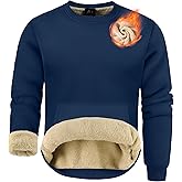 ZITY Men's Sherpa Lined Sweatshirt Heavyweight Fleece Crewneck Sweatshirts Kangaroo Pocket Thick Winter Long Sleeve Pullover