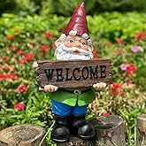 Zonling Gnome Garden Decor Statue Gnomes Decorations for Yard with Welcome Sign Outdoor Decorations for Patio Unique Garden Gifts for Women Mom Grandma