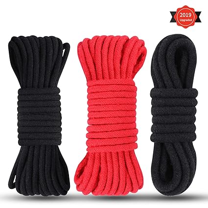 2x 10m Bondageseil Bondage Seil Fesselseil SM Spielzeug Fesselspiele 1x5m Bondageseil BDSM Seil Bondage Requisiten Schwarz Ro