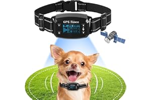 GPS Wireless Dog Fence, Dog Boundary Containment System, Safe Effective Beep & Shock Dog Fence, Waterproof Training Collar, A