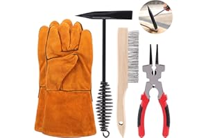 Hilitchi 4Pcs Welding Slag Removal Tool Set, 8inch Multi-Function Welding Pliers, Welding Chipping Hammer with Coil Spring Ha