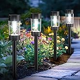 Eyrosa Solar Lights Outdoor, 12 Pack Waterproof Solar Landscape Lighting for Pathway Garden Yard Path Walkway Driveway Lawn Patio Outside Decor, Cool White