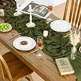 Artoid Mode Boho Olive Green Gauze Table Runner 300 cm Polyester view 2