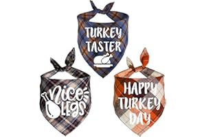 STMK 3 Pack Thanksgiving Day Dog Bandanas, Holiday Fall Thanksgiving Dog Bandanas Scarf for Small Medium Large Dogs (Large)