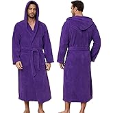 PJGGZ Men's Bathrobes with Hood, Soft Long Towel Robe for Men - Super Absorbent Quick Dry yet Warm