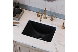 DEER VALLEY DeerValley Black Undermount Bathroom Sink 18'' x 13'' Rectangular Ceramic Bathroom Wash Basin with Overflow Hole DV-1U306B